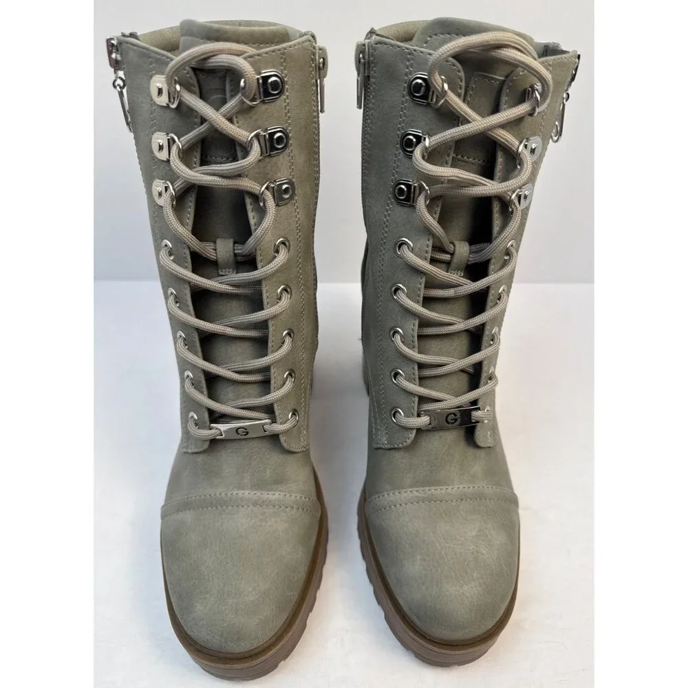 G by Guess Siana Combat Boot Womens 9 Green Heeled Lug Sole Hiker Bootie GBG - Picture 6 of 9